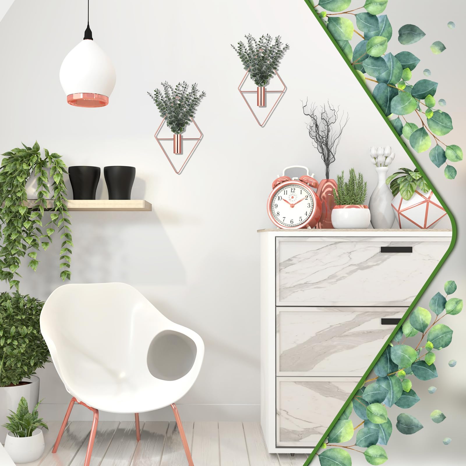 Durable metal with rose gold accents supports long-lasting decorative use.