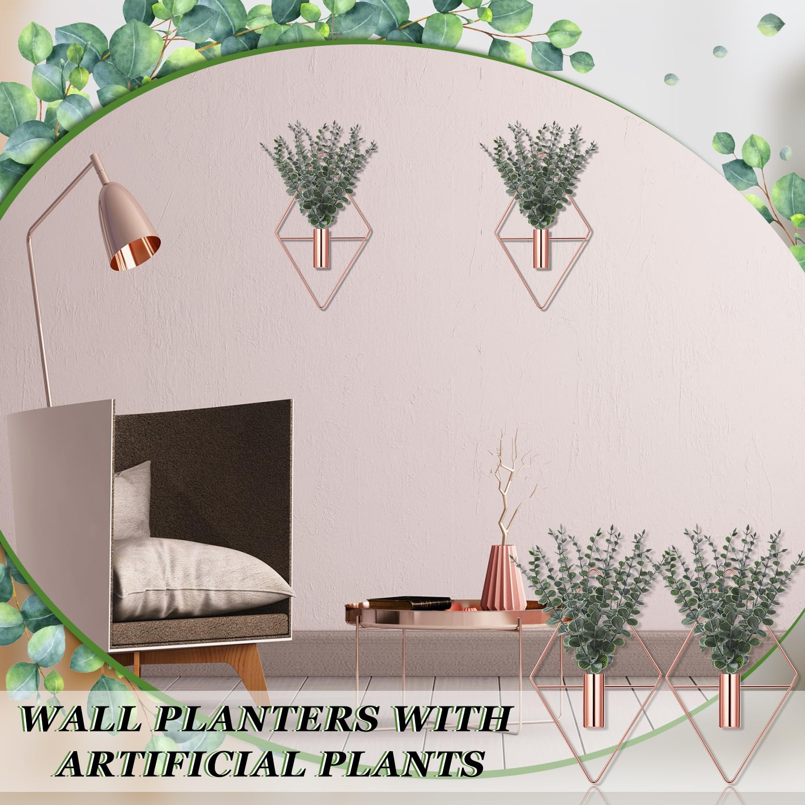 Rose gold finish and glossy metal enhance light and decor impact.