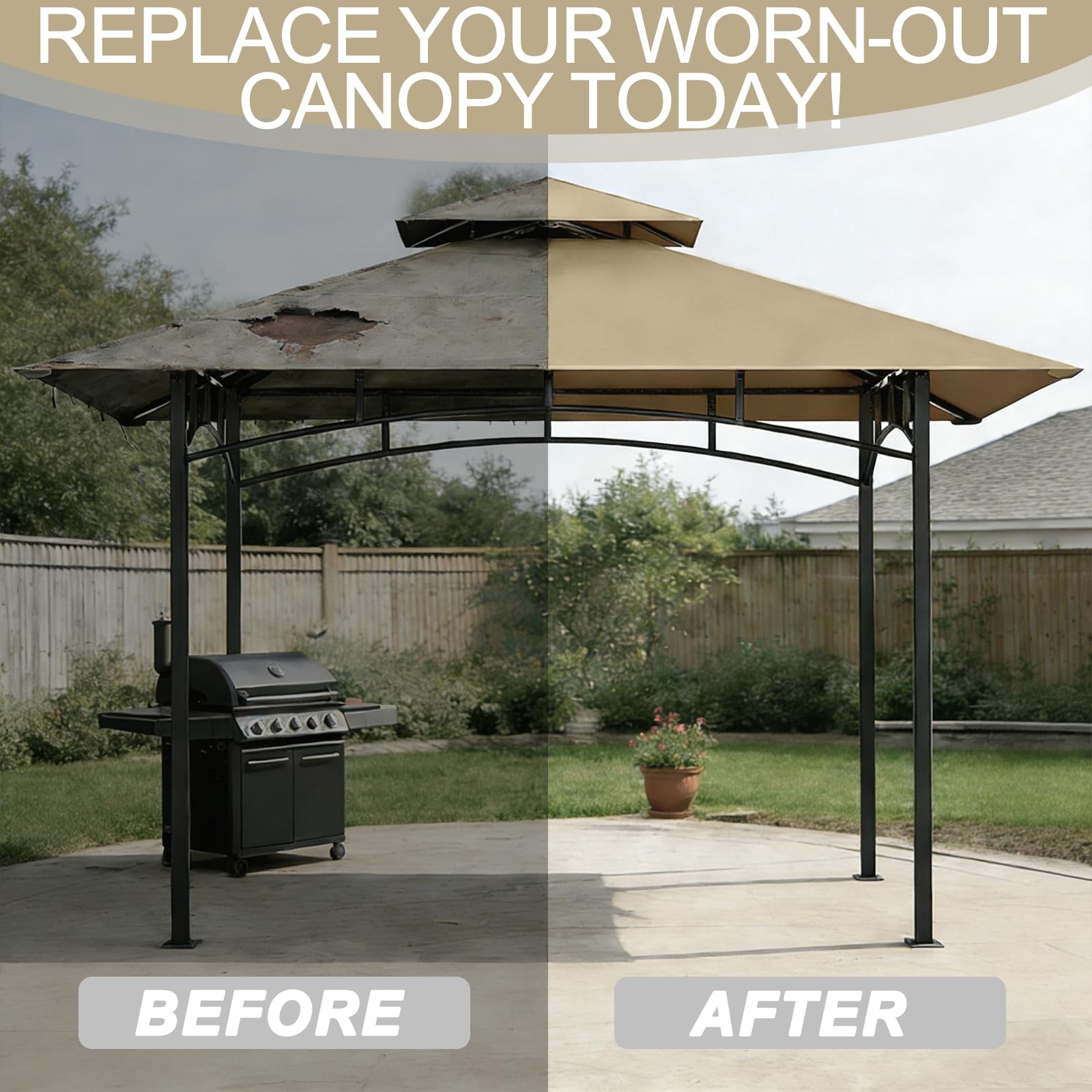 Canopy fabric-only replacement for 5x8 ft grill pavilion with no frame included
