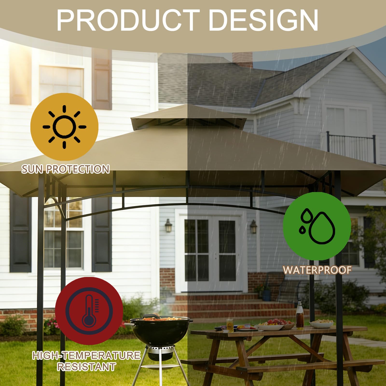 Corner dual-pocket design on Jexlundo canopy ensures secure frame compatibility