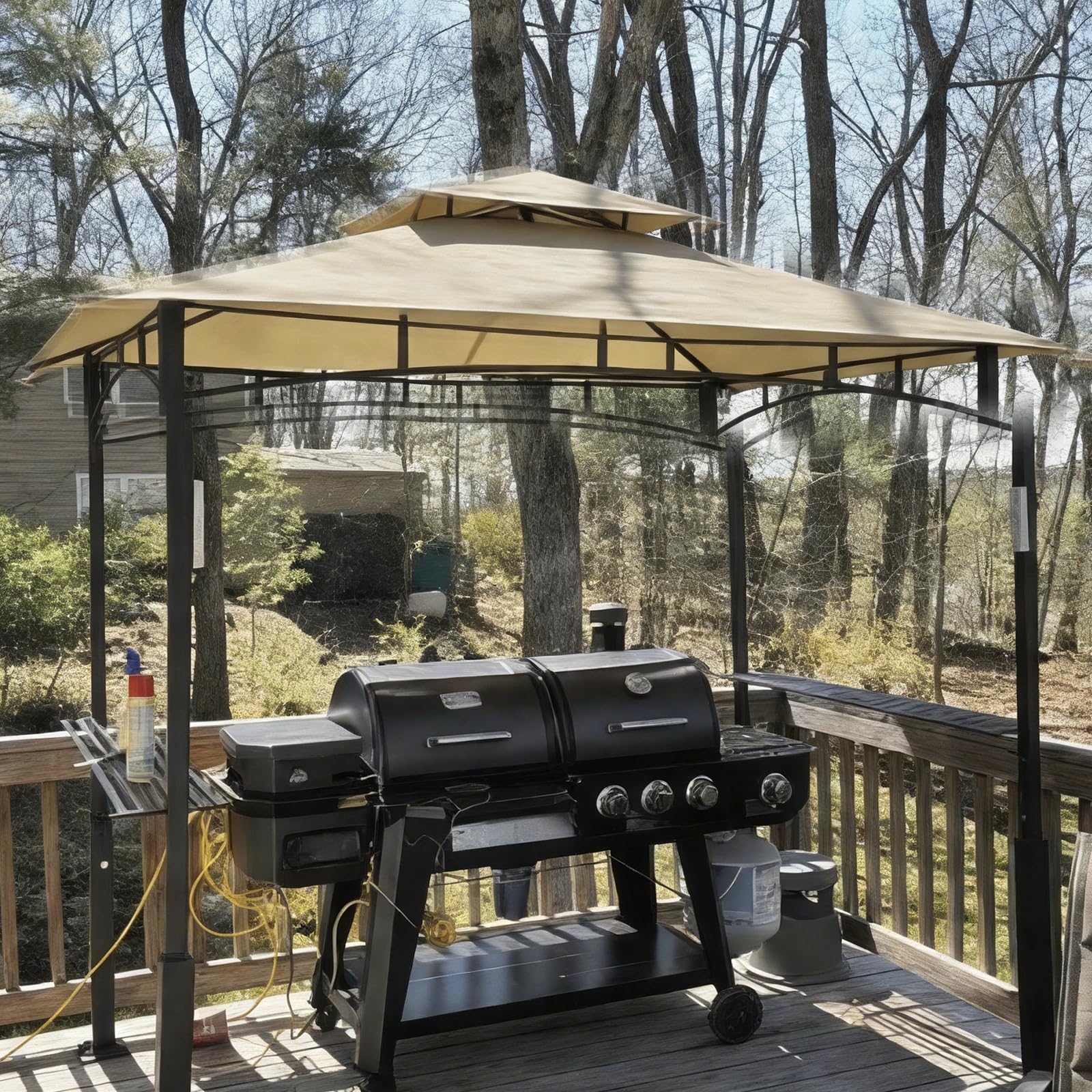 Outdoor grilling with Jexlundo canopy highlights durability and weather resistance