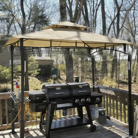 Outdoor grilling with Jexlundo canopy highlights durability and weather resistance