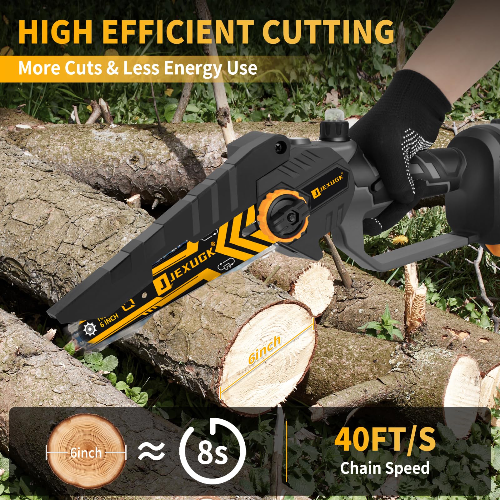 JEXUGK 6-inch chains and guides for versatile cuts