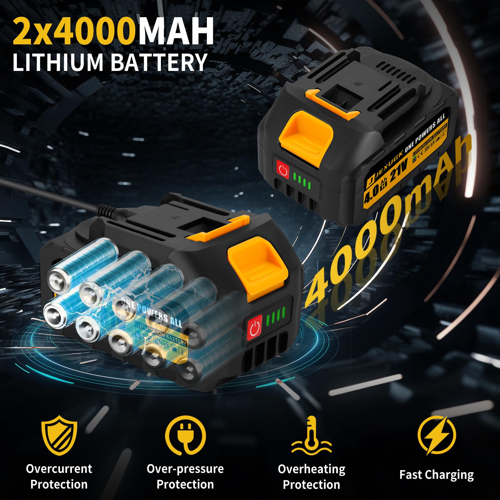 JEXUGK battery charging setup for fast recharging