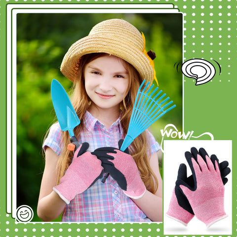 Jeyiour kids gardening gloves with elastic wrists for secure, comfortable wear
