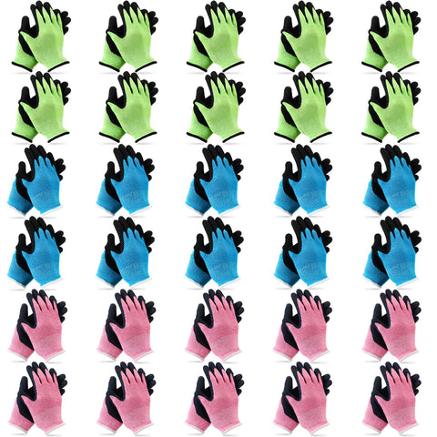 Jeyiour kids gardening gloves pink, soft feel, non-slip grip for little hands