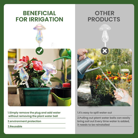 JFLLAJNF handmade glass watering bulb combines durability with elegant indoor plant decor.