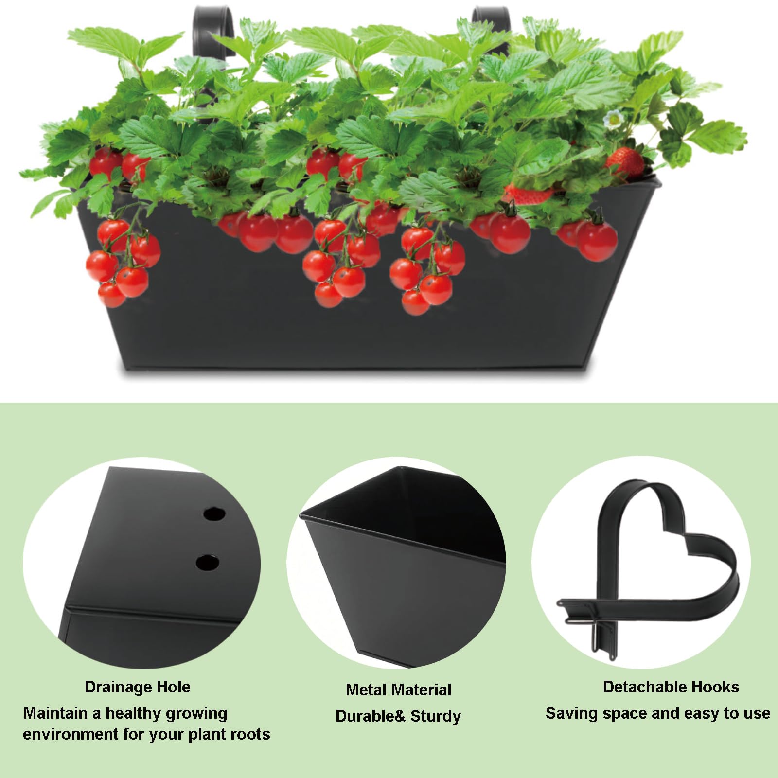JFMAMJ countryside-style railing planter brightens dull exterior walls.