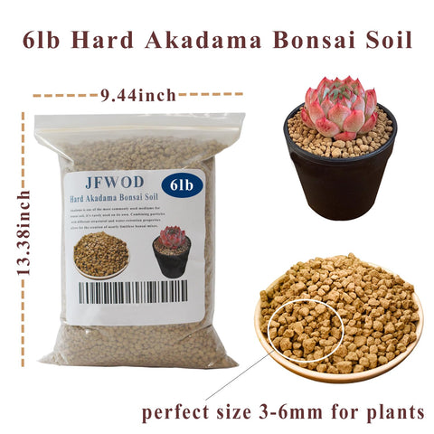 JFWOD Akadama 3-6mm dry grains close-up for drainage.
