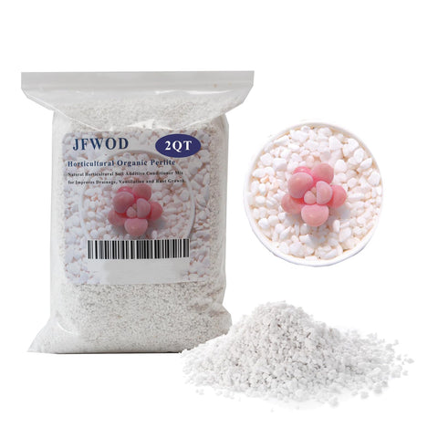 JFWOD Organic Perlite 2qt bag with lightweight porous granules for improved drainage