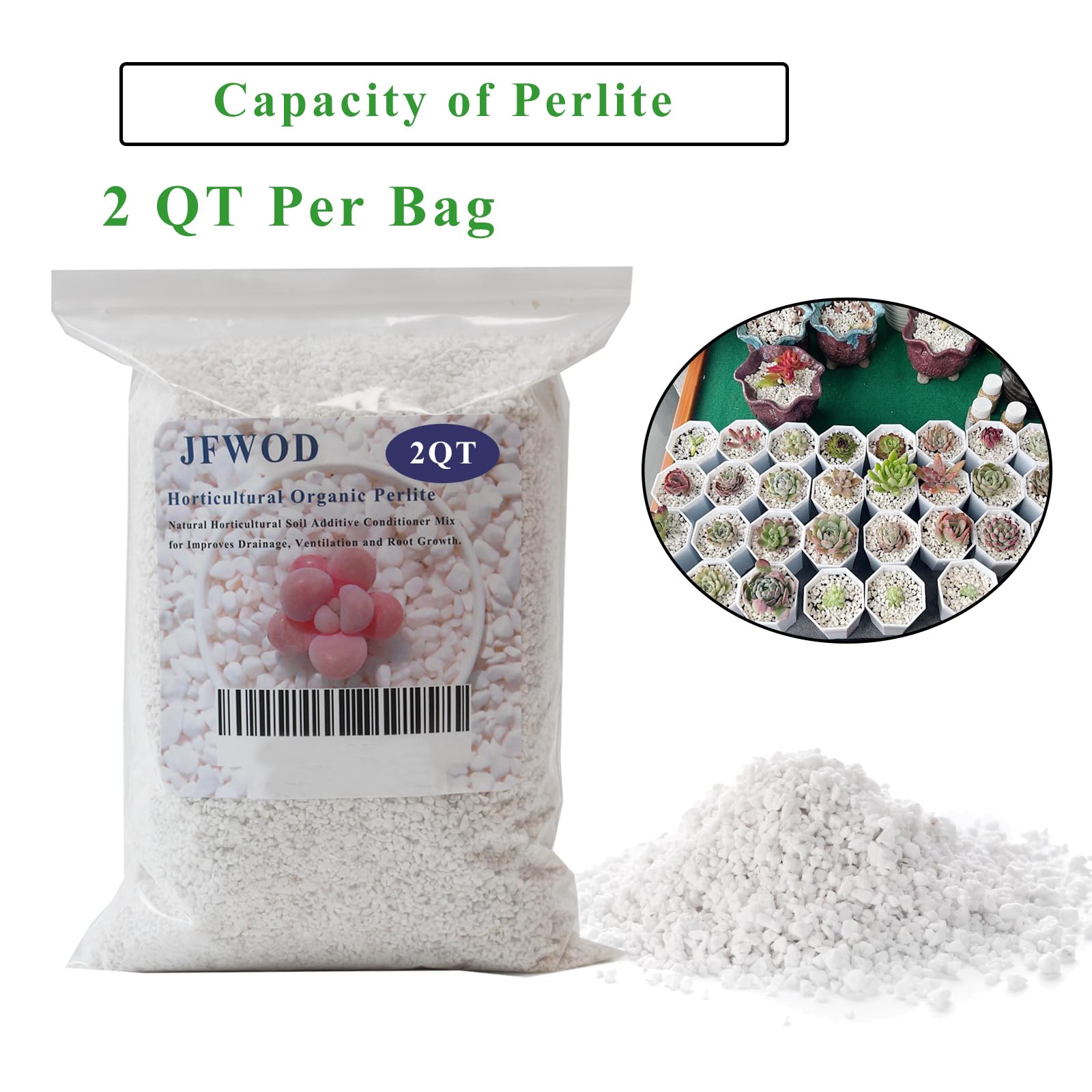 JFWOD Organic Perlite improves drainage in potted plants and raised beds