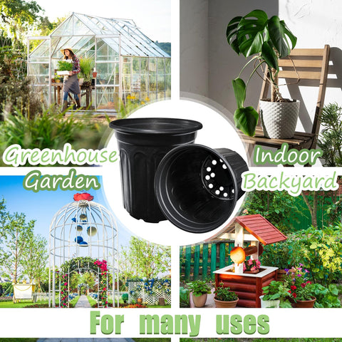Jgalnim black plastic plant pots with drainage holes for airflow