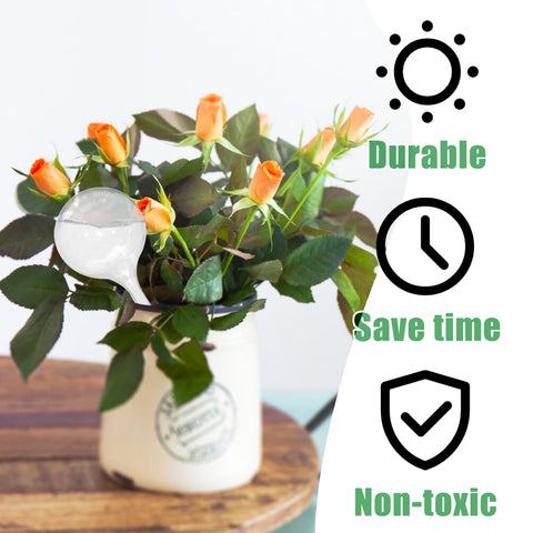 Jgalnim clear watering globes in use for hands-free plant care