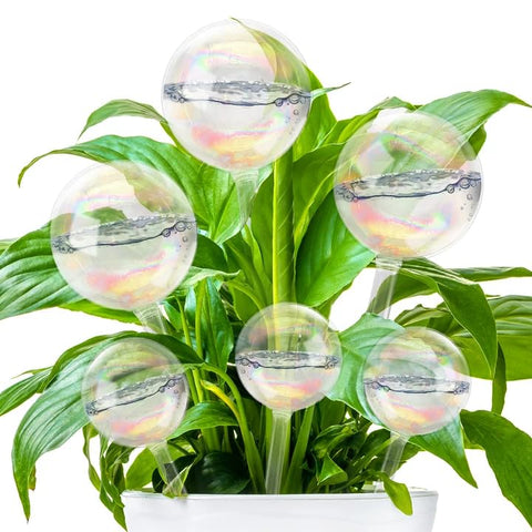 Jgalnim iridescent glass watering bulbs, large size, steady hydration for indoor plants.