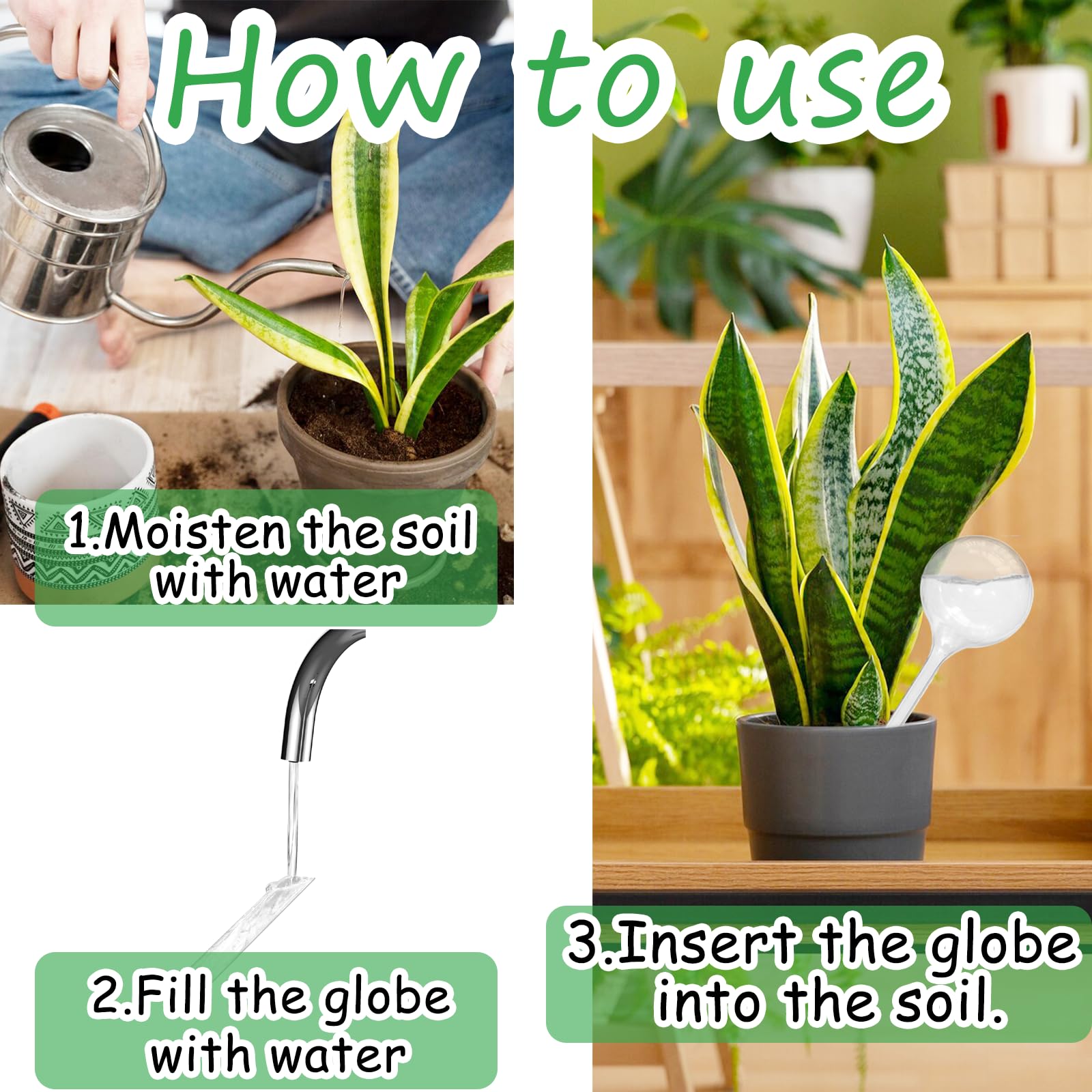 Jgalnim small watering globe in soil for herbs or succulents