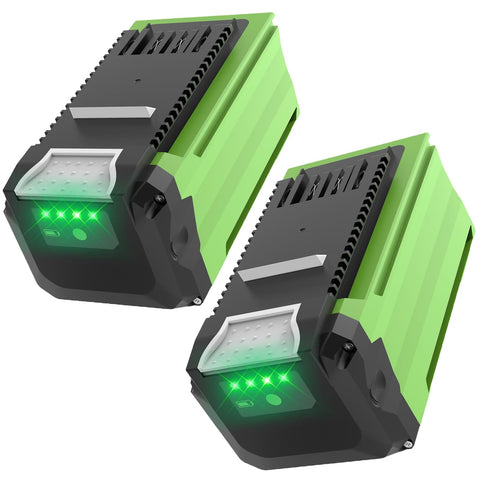 JGTM 2-pack 40V 6.0Ah battery pack front view for extended runtimes.