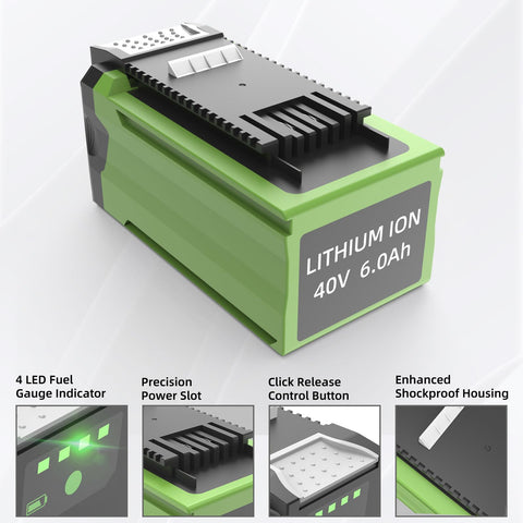 JGTM garden scene powered by the 2-pack 40V 6.0Ah battery for efficient outdoor work.