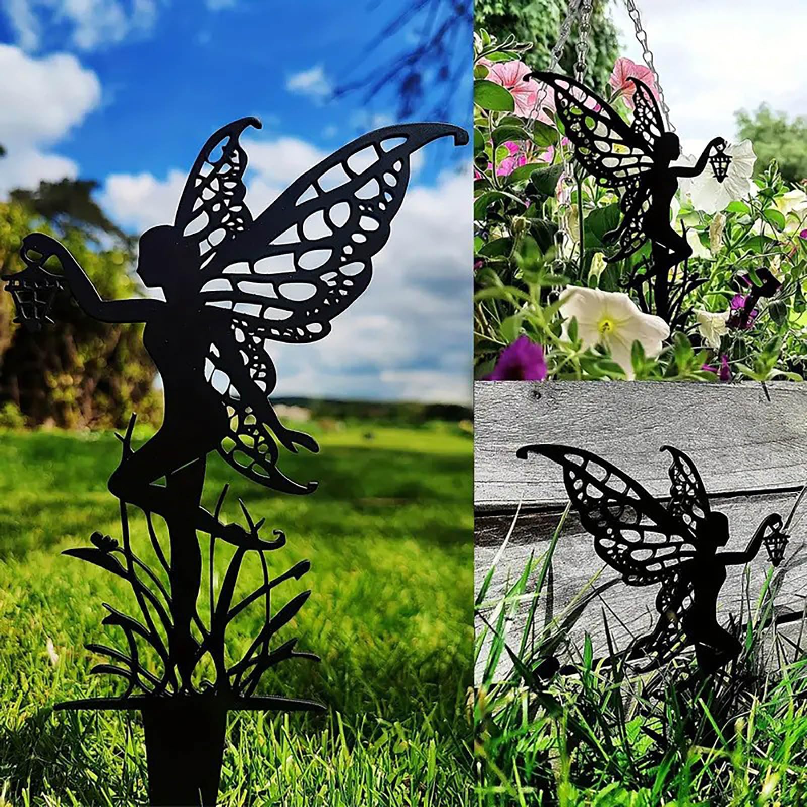JGZTJXNK 3-piece set garden display shows versatile placement in yard or pot.