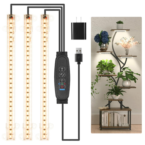 JhauvMw 8.6-inch LED grow light strips, front view, ideal for space-saving indoor gardens.