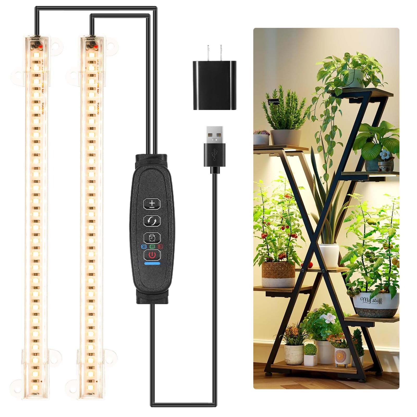 JhauvMw 8.6-inch LED grow light strips front view for seedlings