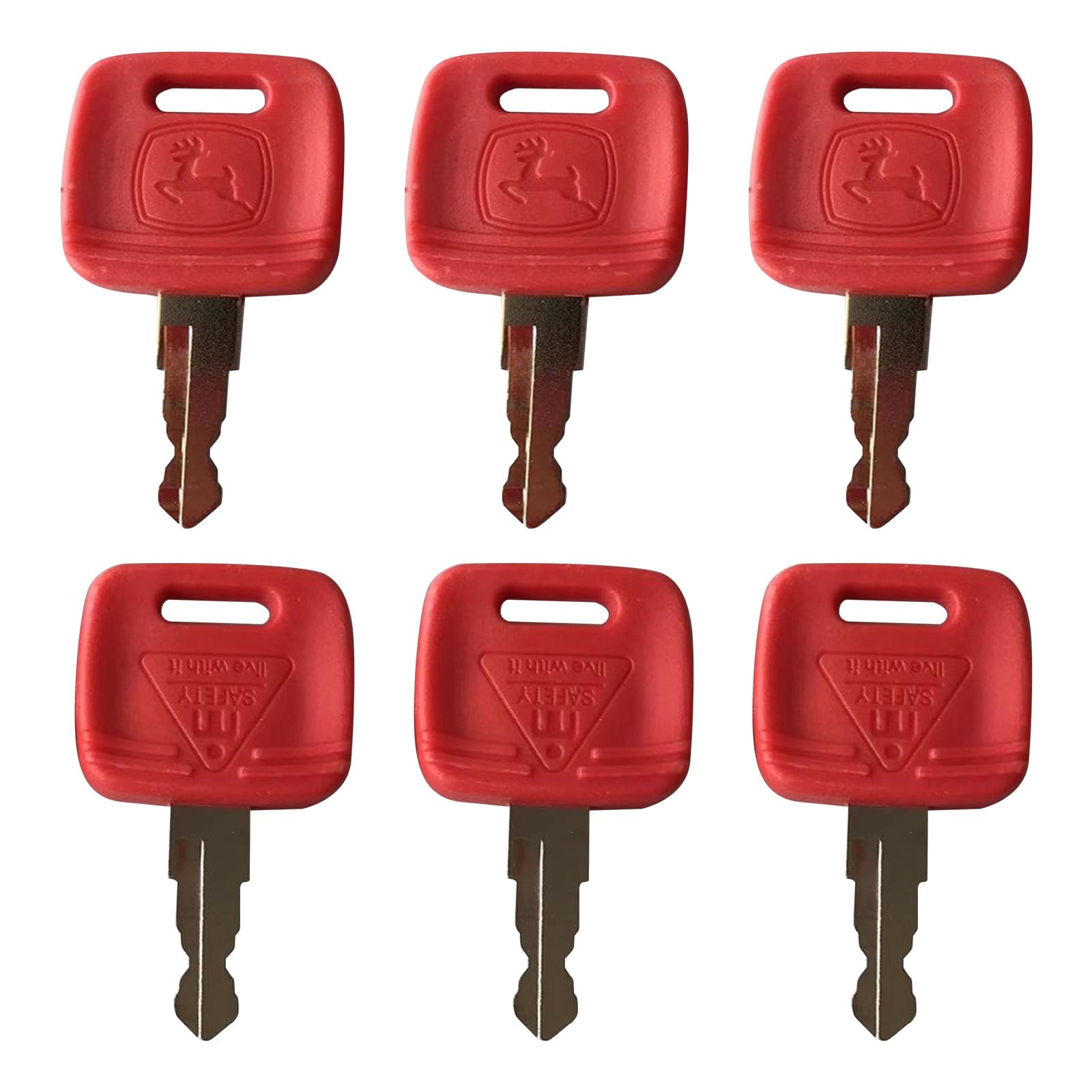JHJEWH six-piece ignition keys set on a tractor for quick backups