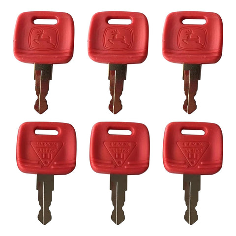 JHJEWH six-piece ignition keys set on a tractor for quick backups