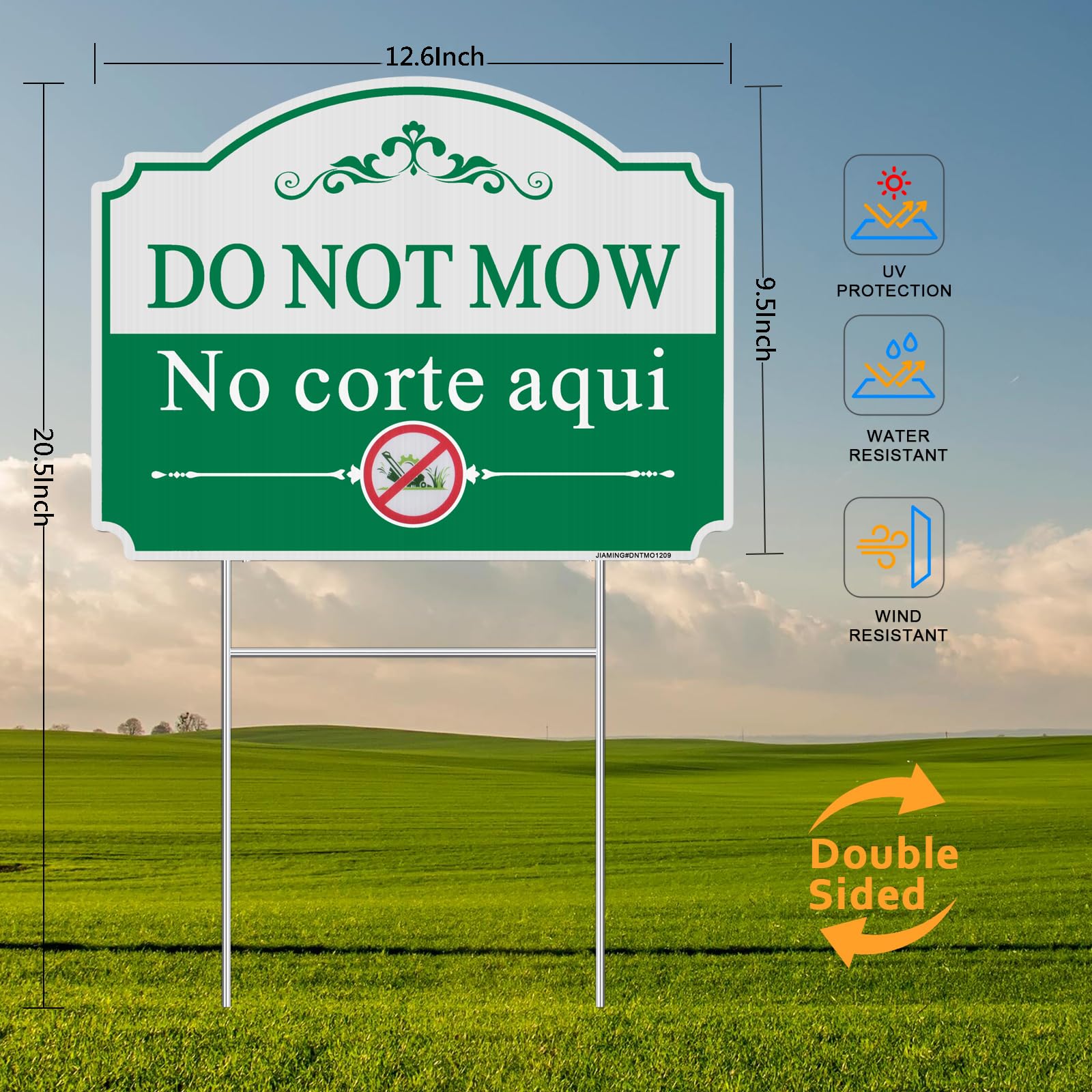 JIAMING Do Not Mow yard sign back view reinforces polite guidance for outdoor spaces