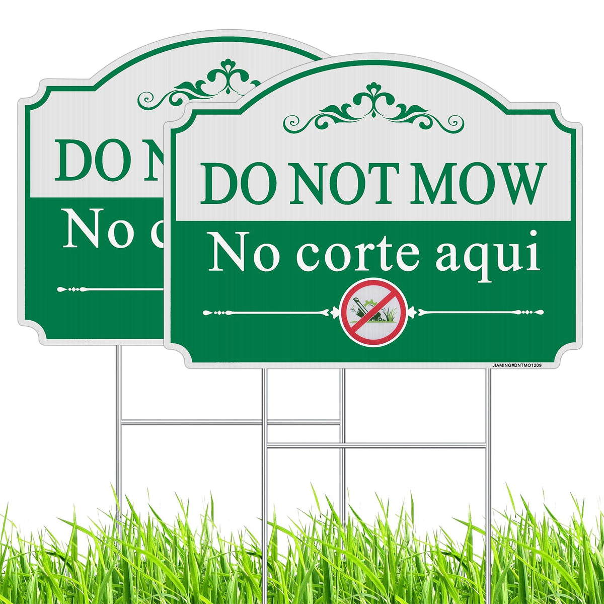 JIAMING Do Not Mow yard sign front view communicates bilingual notice clearly for garden preservation