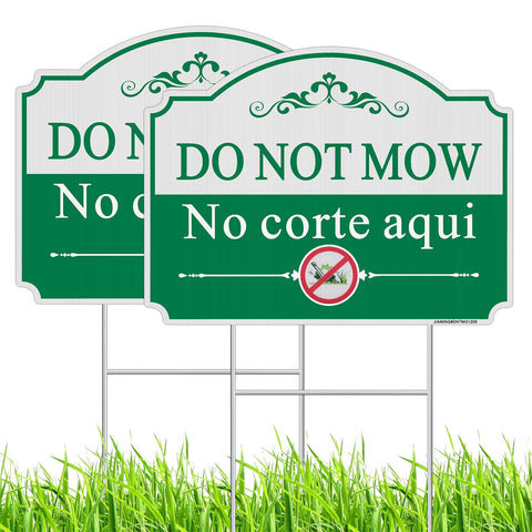 JIAMING Do Not Mow yard sign front view communicates bilingual notice clearly for garden preservation