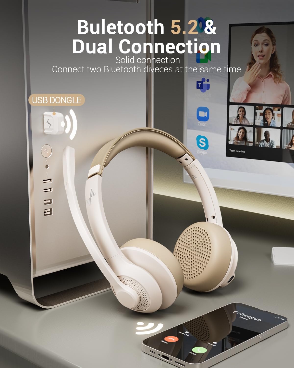 JIAMQISHI headset with adjustable headband for a secure, comfortable fit.
