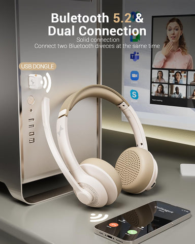 JIAMQISHI headset with adjustable headband for a secure, comfortable fit.