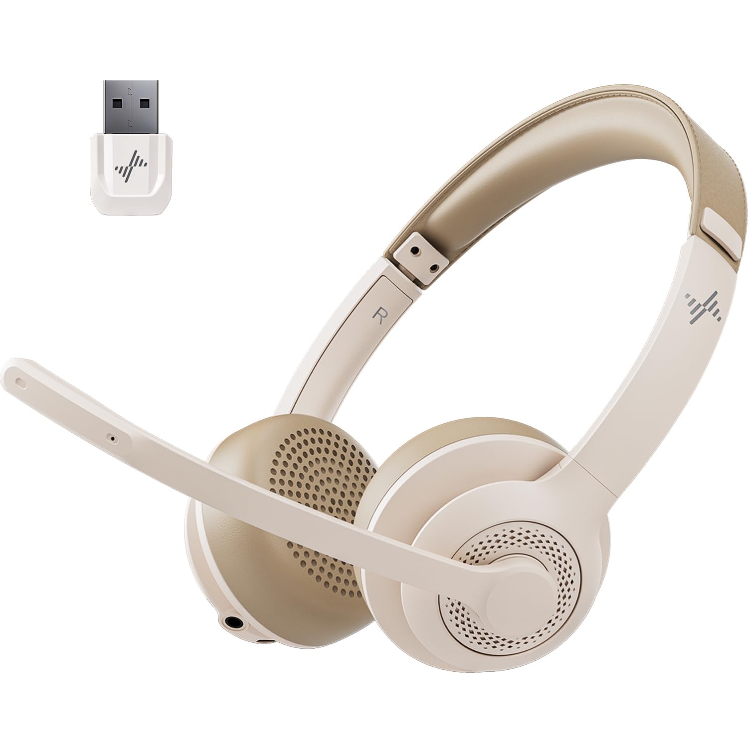 JIAMQISHI wireless headset front view with comfortable headband and plush ear cushions.