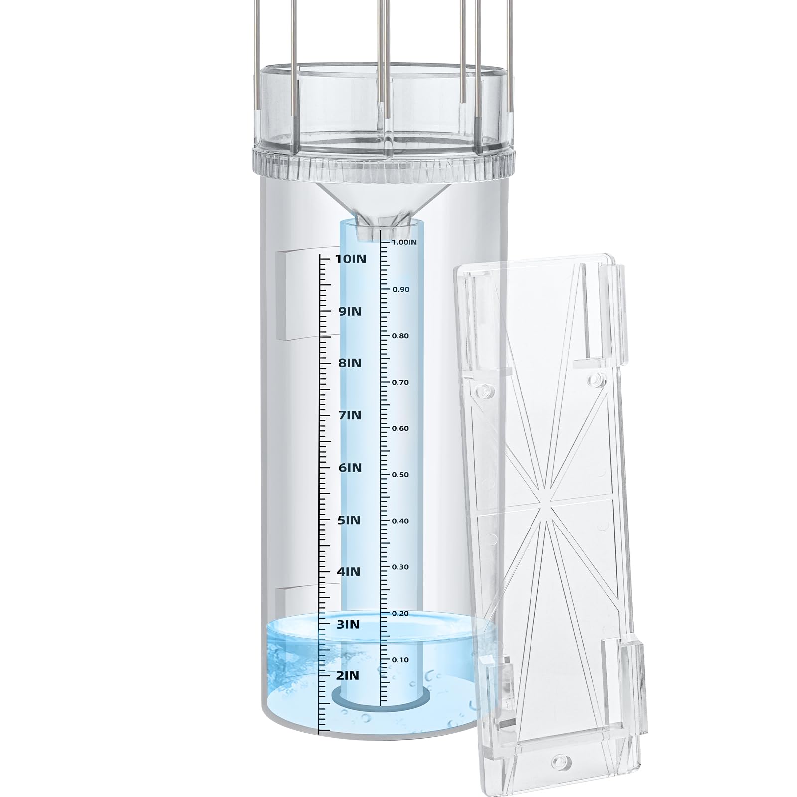 JIANBENKJ rain gauge exterior view with large, easy-to-read measurements for precise rainfall tracking.