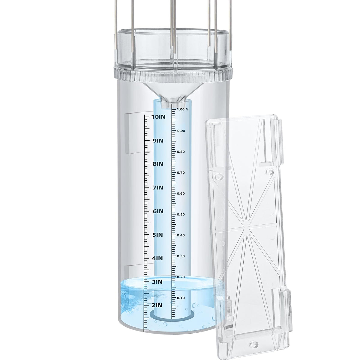 JIANBENKJ rain gauge exterior view with large, easy-to-read measurements for precise rainfall tracking.