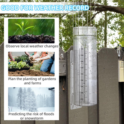 JIANBENKJ rain gauge made of UV-resistant polycarbonate for outdoor durability.