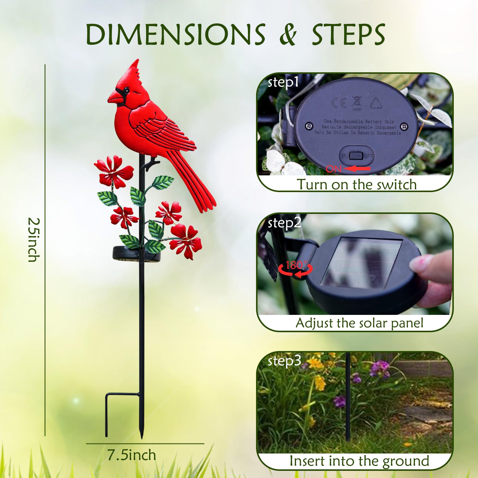 Jiasku red cardinal outdoor decoration enhances the garden focal point
