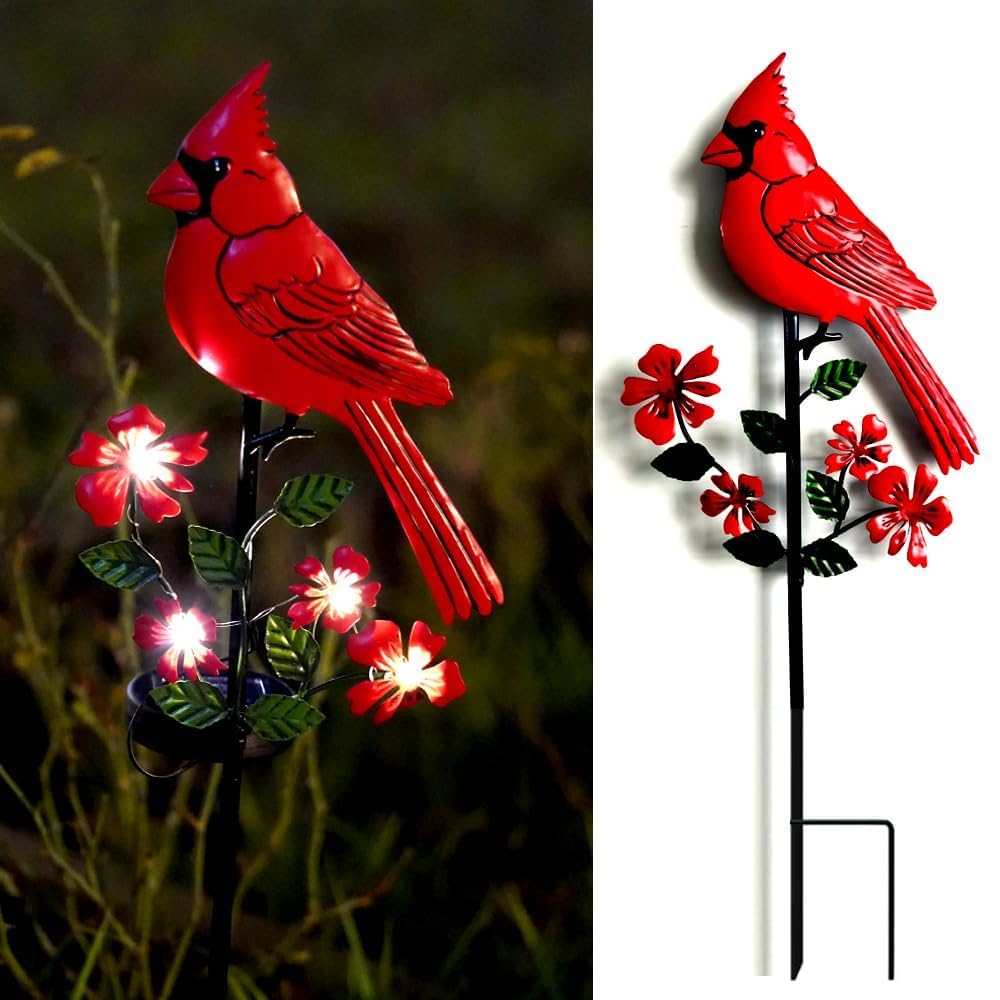 Jiasku solar cardinal garden stake lights walkways with eco-friendly LED glow.