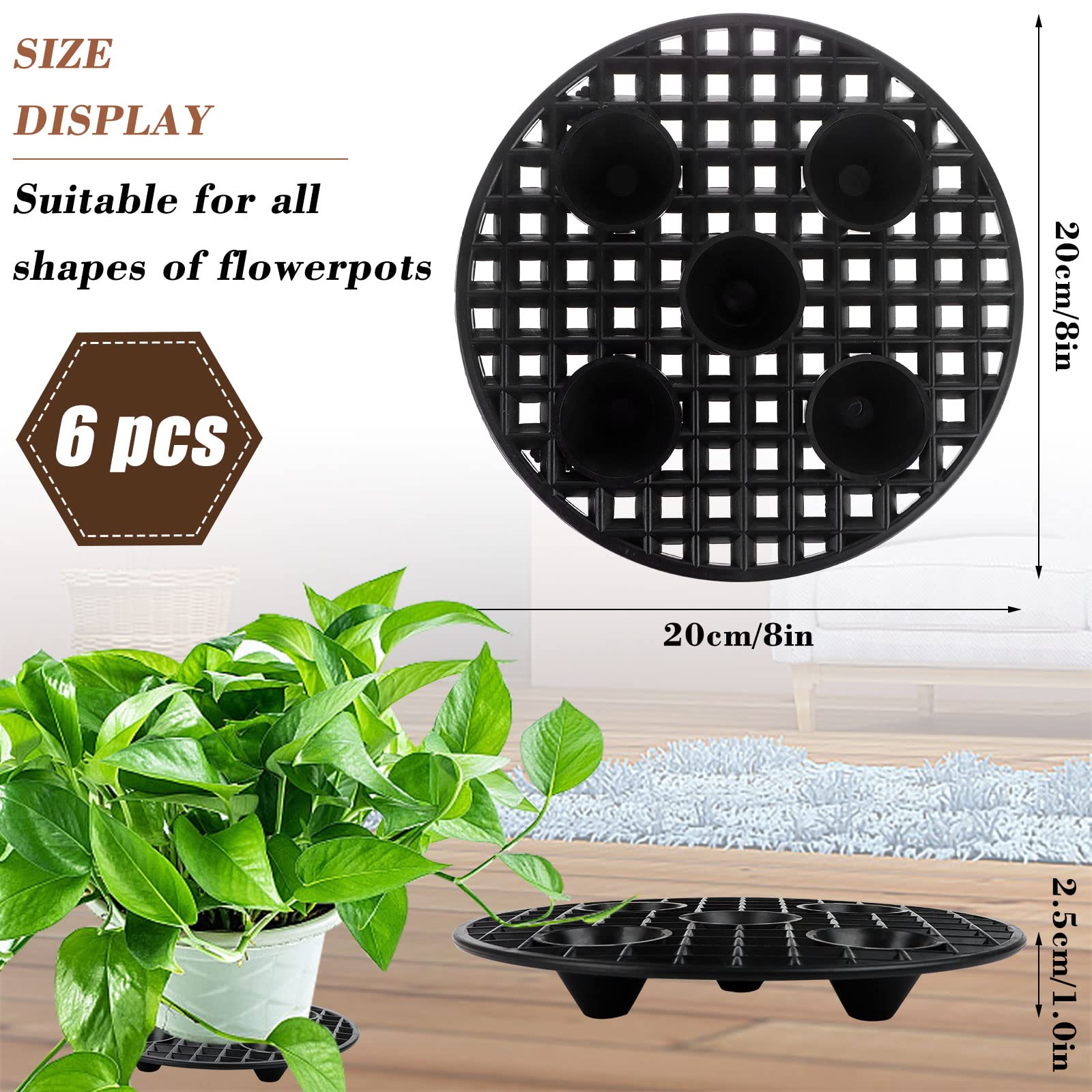 JiaUfmi heavy-duty black round stands provide stable support for large pots.