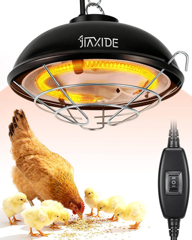 JIAXIDE 350W dual-mode chick heater in coop delivers stable warmth for chicks.