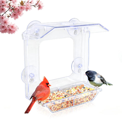 JICYOUP window bird feeder with four suction cups for secure viewing