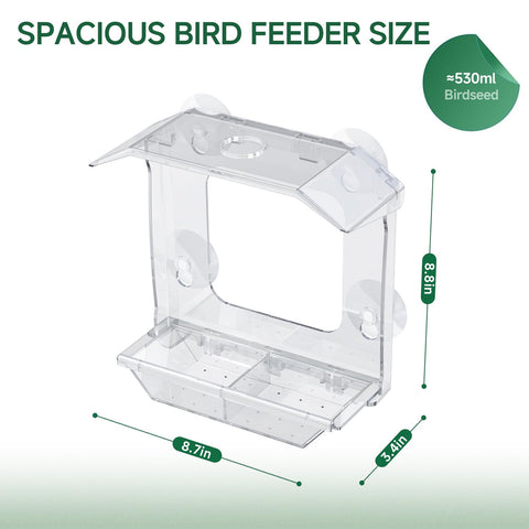 JICYOUP window feeder transparent design for up-close bird watching from indoors