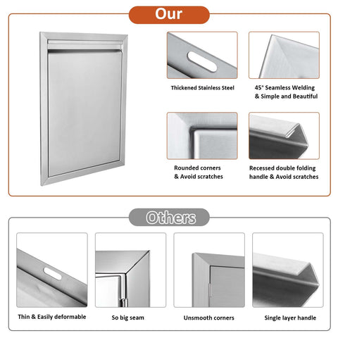 Service access for electrical or plumbing in outdoor kitchens.