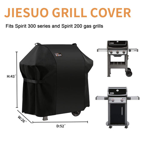 Jiesuo 7106 grill cover for Weber Genesis Silver A/B shields from sun and dust.