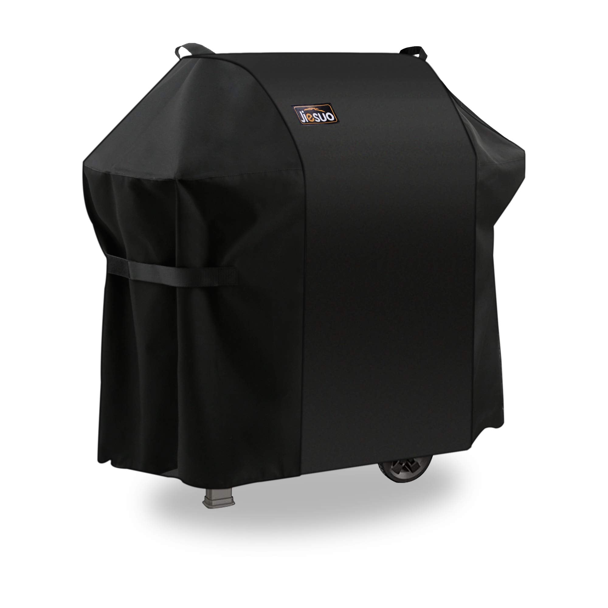 Jiesuo 7106 grill cover on Weber Spirit 200/300 series, guarding against rain and wind.