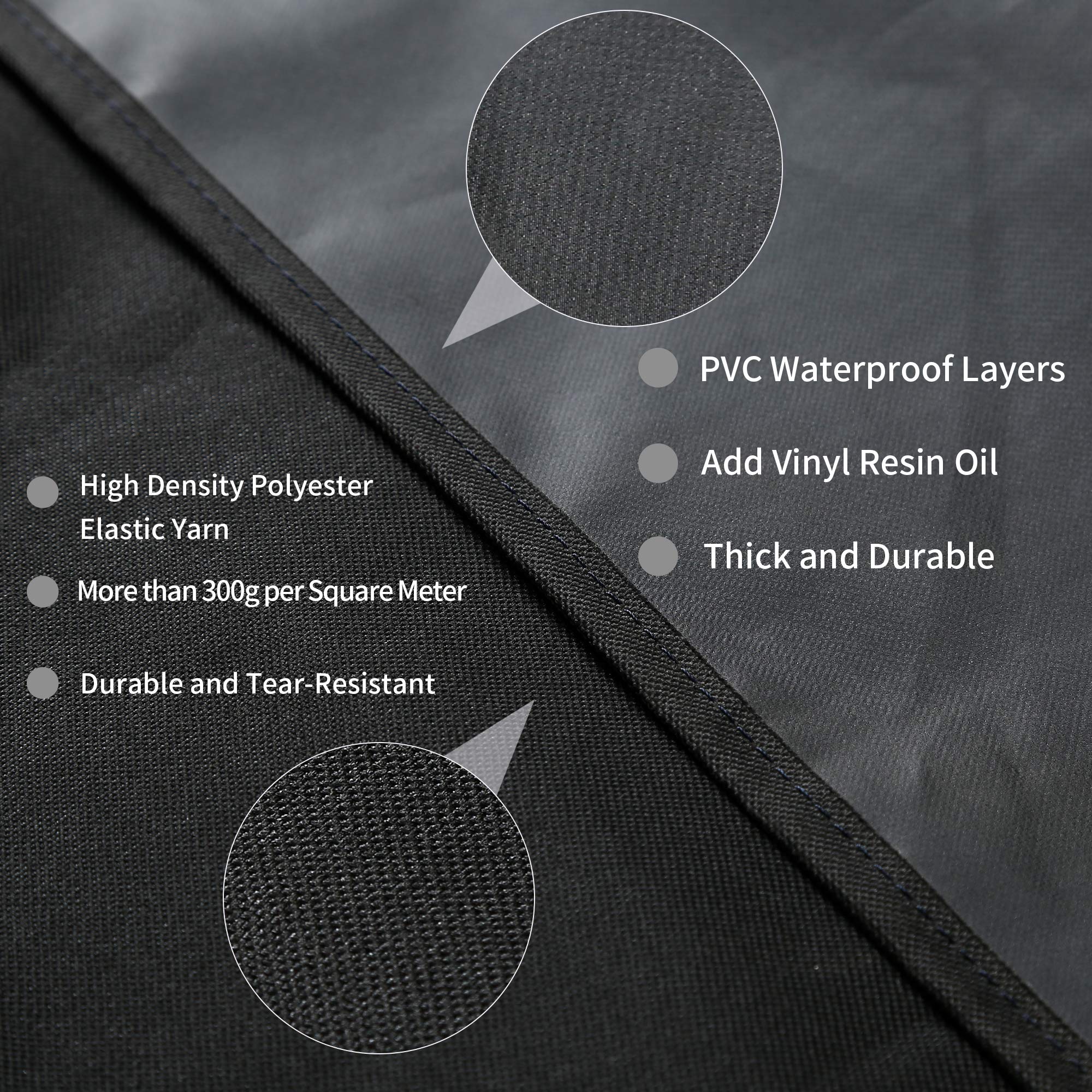Velcro straps and sturdy handles keep the Jiesuo 7106 cover secure during windy weather.