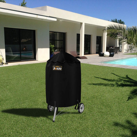 Jiesuo cover fits Weber 22-inch kettle snugly for protection.