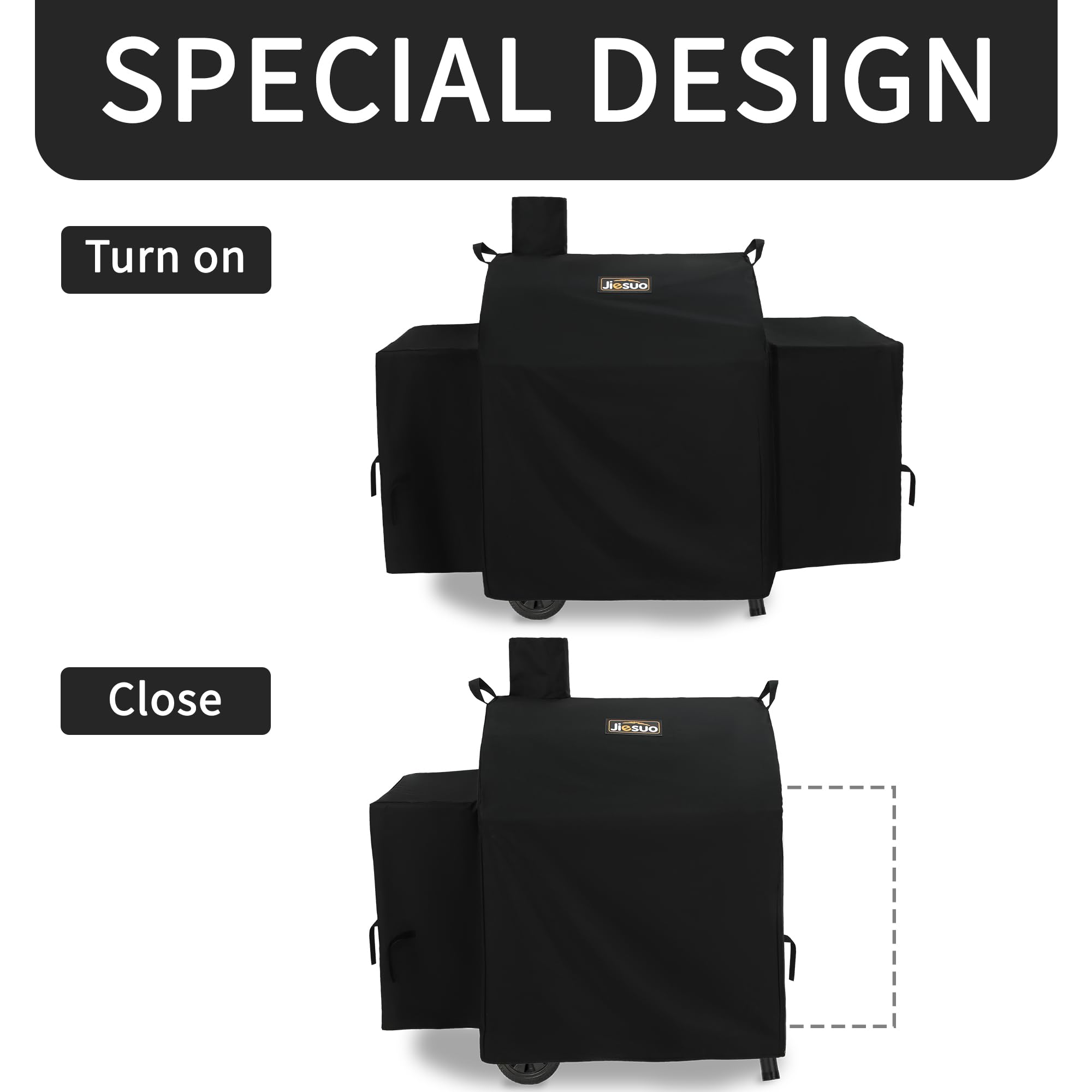 JIESUO cover features durable handles for easy placement and removal.