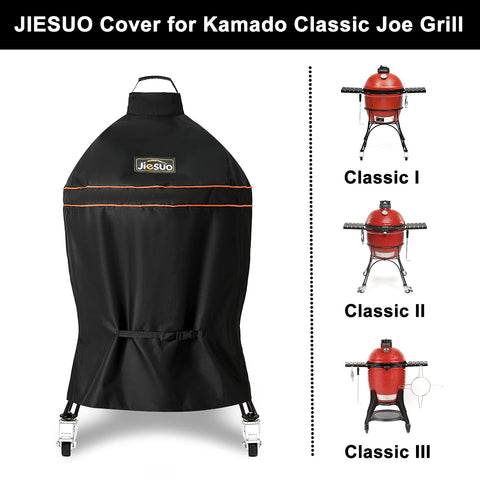 Jiesuo waterproof Kamado Joe cover shields against rain and moisture.