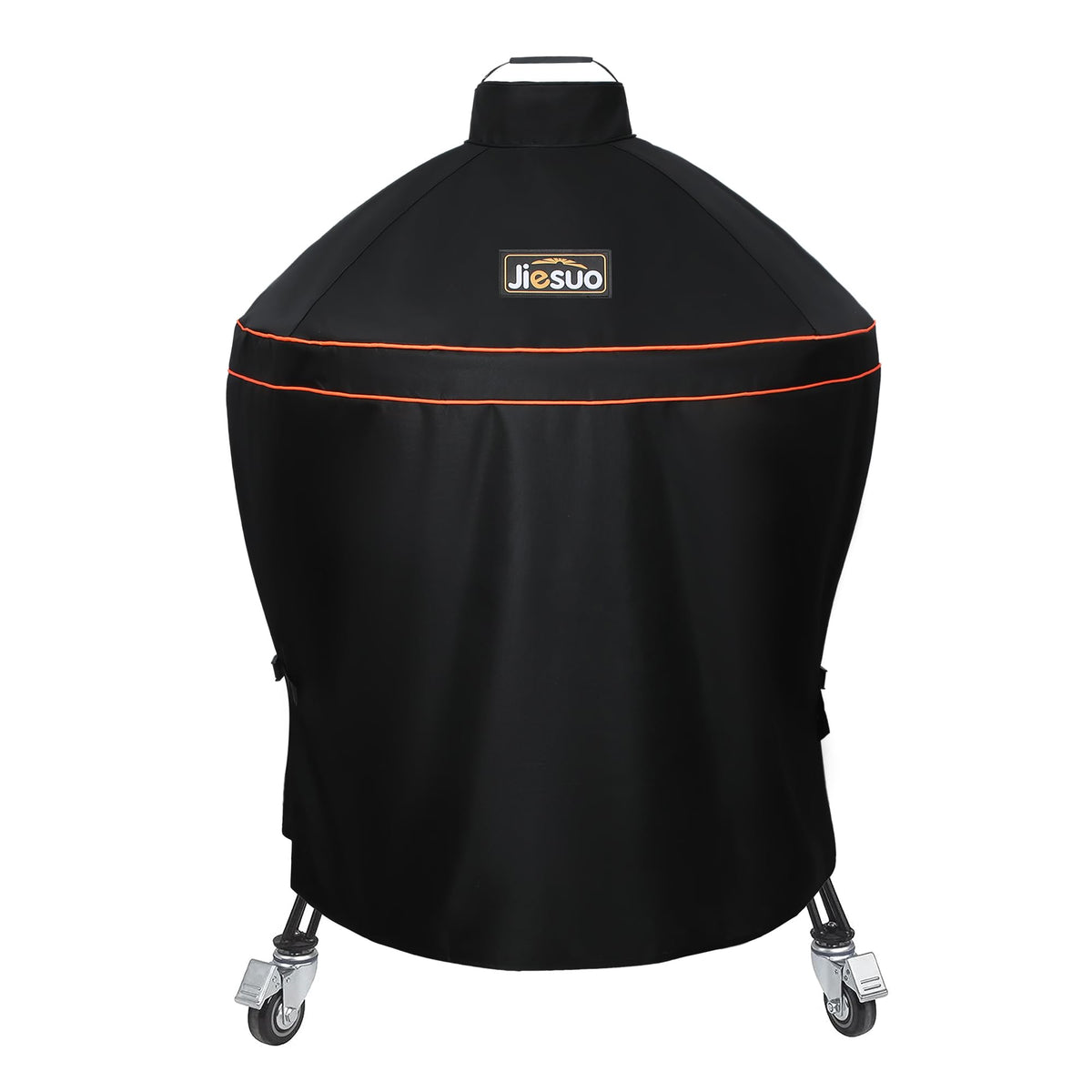 JIESUO grill cover for Kamado Big Joe 24-inch shields against rain and sun.