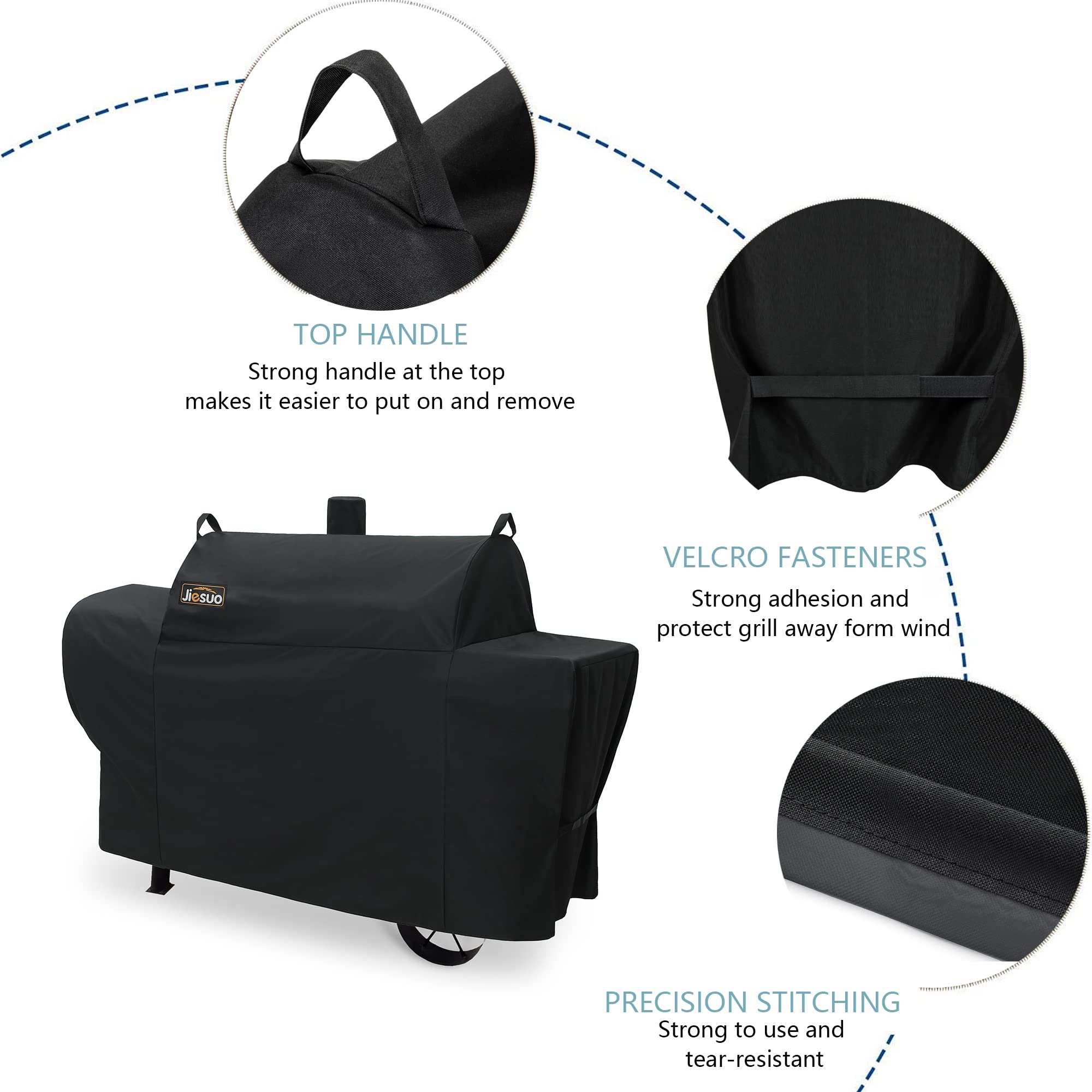 JIESUO heavy-duty straps secure the cover against windy days.